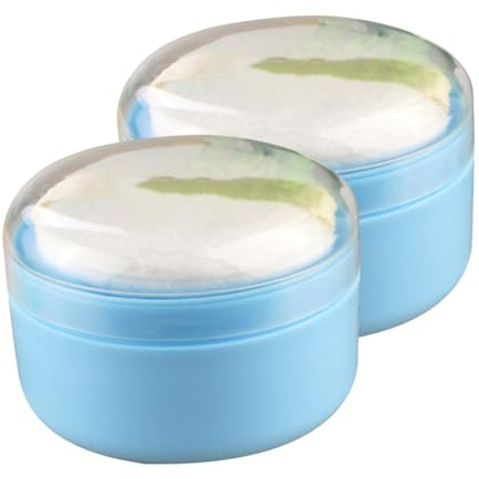 BESTonZON 2st Puff Box För Babypuder Praktisk Förvaring Puder Och Applikator För Nyfödda Och Pojke Flicka Blå Lättanvänd Och Skonsam Mot Känslig Hud
