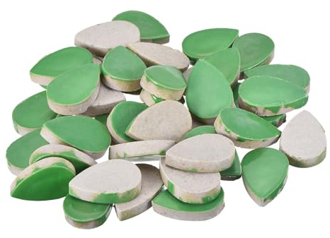 QUARKZMAN 200g Keramik Mosaikfliesen Regentropfen Grüne Keramikfliesen | für Bastelbedarf, für Mosaik-Sets Garten Trittplatten Cup Mat