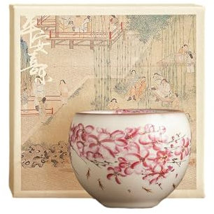100Ml/3.5oz Lard Jelly Ru Kiln Master Single Cup, Chinese Kung Fu Tea Set Dragon Egg Cup - Dragon Egg Master Cup [ Box Package]