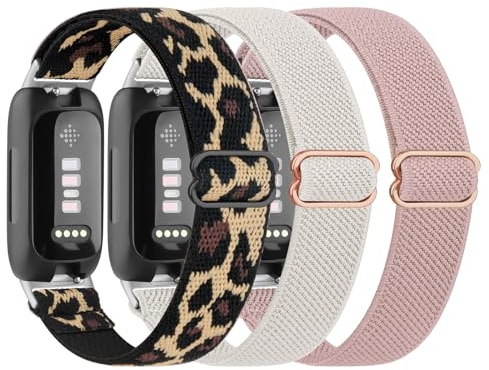 Meliya Elastic Strap for Fitbit Inspire 2 for Women Men, 3 Pack Breathable Nylon Stretchy Replacement Wristband for Fitbit Inspire