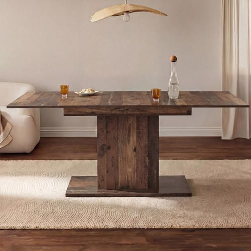 B&D home Esstisch Bosco | ausziehbar 120-160x80 cm 4-6 Personen Küchentisch Holztisch mit Säule für Esszimmer, Küche | skandinavisch modern Design | Texas-Eiche, 11201-BE-EITE
