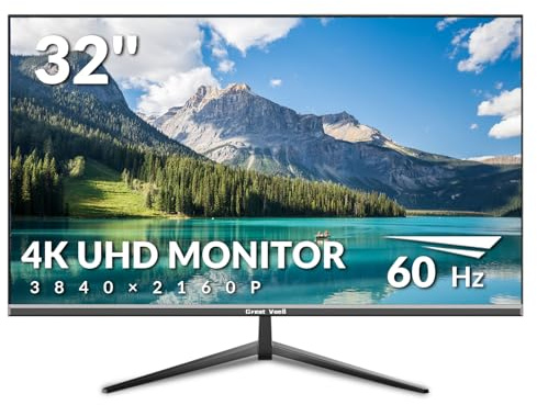 Great voell Monitor 32 Pulgadas 4K UHD HDR10 FreeSync 4000:1 Montaje VESA Edición Foto Oficio Entretenimiento Amplia Gama Colores