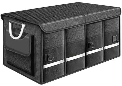 QLEQMZTV Auto Kofferraum Organizer für Ford Explorer ES350 F150 S-MAX, Zusammenklappbare Rutschfester Boden Kofferraumtasche Aufbewahrungsbox Mit FäChern GeräUmige & Pflegeleichte,A/57×34×30cm