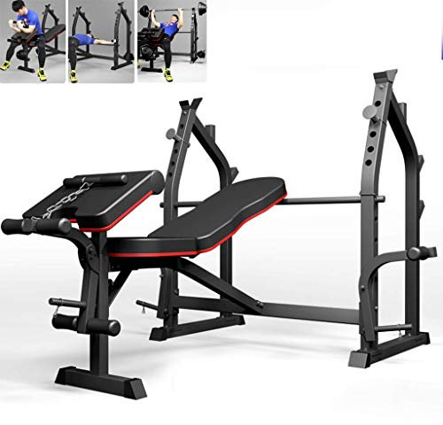 Hantelbank Langhantelablage Squat Rack - Heim-Fitnessgeräte für Krafttraining, Brustdehner, verstellbares und langlebiges Design