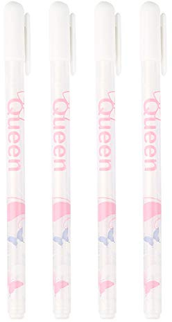 0,8 Mm Vit Bläck Gelpenna, 4st Highlighter Penna Gratulationskort Markör Pennskrivningar, Lätta och Praktiska för Hem, Skola, Kontor