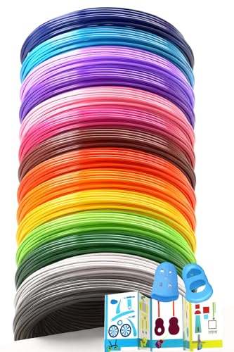 Lambluefly 3D Stift Zubehör PLA 24 Farben 120M 1,75 mm für MYNT3D, SCRIB3D | 3D Stift Filament mit Silikon-Fingerhülle & Vorlagen, Filament 3D Stift Je 5M, 3D Pen Filament