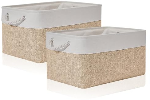 DHSWNNG 2 PCS Fabric Storage Boxes, Foldable Storage Cube Boxes 40x30x20cm Storage Basket Cube Baskets Wardrobe for Organising Cupboards Shelves