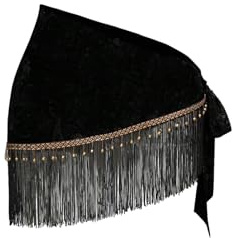 MakeMeChic Women's Wrap Fringe Skirt Cover Up Low Waisted Vintage Tie Side Boho Mini Skirts Black Medium