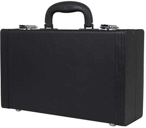 BESPORTBLE Black Leather Clarinet Case with Strong Lock and Comfortable Hand Grip Hard Shell Clarinet Carrying Box with Four Bottom Nails Simple and Elegant Design
