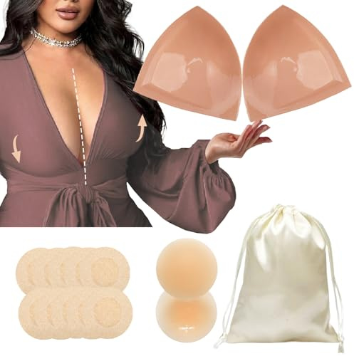CUKIN Imbottitura Reggiseno Adesivo Push-Up Riutilizzabile, Inserti Imbottiti Leggeri a Doppio Lato per Seno Generoso | Coppe Sollevamento