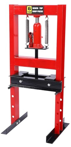 KIMISS Heavy Duty Hydraulic Floor Standing Press 6 Ton 132277Ib Workshop Garage Shop Bracket with Multi Position Bed for Part Straightening Bending Pressing