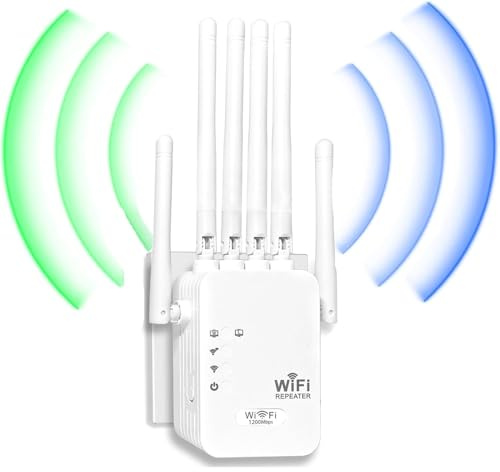 Ripetitore WiFi, Amplificatore WiFi,wifi extender, 6 Potenti Antenne Esterne Copertura Fino a 10,000 ㎡, 2 Portes LAN,Adatto Per uffici e Abitazioni, Facile da Installare(Bianco)