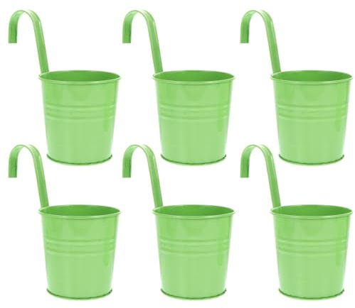 STAHAD Set 6 Fioriere Sospese in Ferro Ganci Smontabili 10x10x8 Cm, Vasi da Fiori Esterni Fori di Drenaggio, Portafiori da Giardino e Balcone per Decorazione Casa