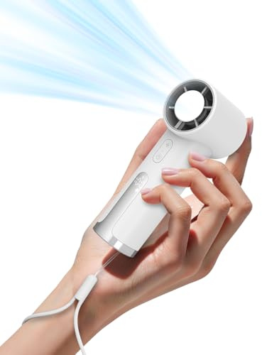 OidoZac Handventilator, Mini Tragbarer Ventilator, Wiederaufladbar USB Ventilator für Konzert, Reisen, Büro und Zuhause – Muttertagsgeschenk für Mama - Weiß