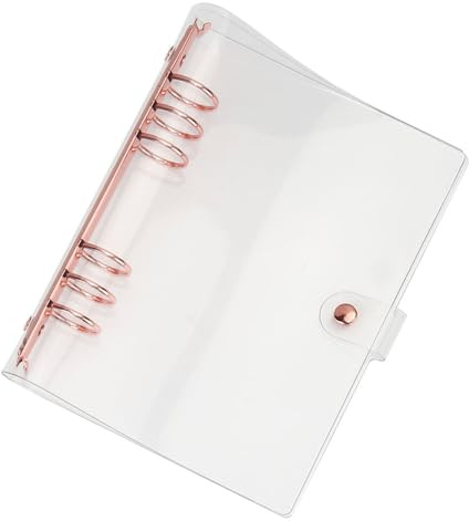 BEBEMOKO Cubierta de Cuaderno A5 de PVC 6 Anillas, Funda Transparente Portátil para Hojas Sueltas, Adecuado para Manuales y Apuntes Escolares