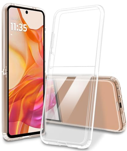 Liisooka Transparentt Skal för Motorola Razr 50 Ultra, Militärgrads Fallskydd, Gulförhindrande Skyddshölje med Hård PC-baksida, Ultratunt Chocksäkert Skal Mot Repor.