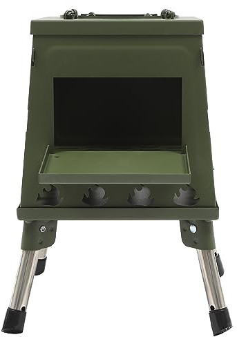Bärbar tältkamin – robust campingvedspis i rostfritt stål med 1,5 mm väggtjocklek, vikbar utomhusugn för 3–5 personer, lätt att rengöra, transportera, med bärväska och tändstång, 22 x 22 cm