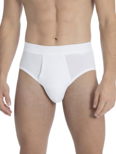 CALIDA Men's Cotton 1:1 Midi Briefs Made of Cotton Briefs in Fine Rib Quality, White, 52-54