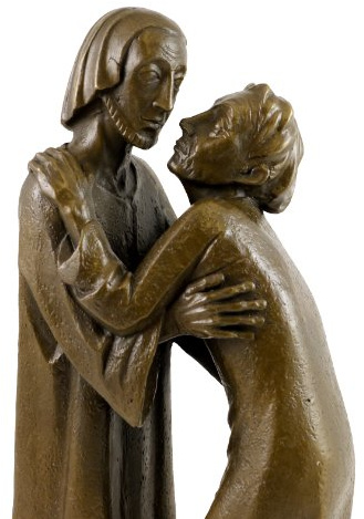 Das Wiedersehen (1930) - Ernst Barlach Skulptur - 100% Bronze - Christus und Thomas - Wohndeko Design Edel - 35 Plastiken - Bronzefigur - Deko Figuren - Kunst