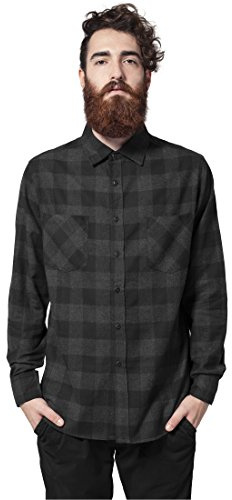 Urban Classics Herr rutig flanellskjorta TB297, flerfärgad (blk/cha), XXL EU, Blå/Cha, XXL