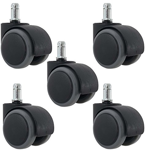 Mendler 5er-Set Hartbodenrollen HWC-H86, 150kg belastbar Ø 11mm - grau | Bürostuhl-Rollen, Stuhlrollen