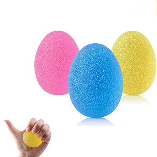 Eiförmige Griffbälle,Lifesport 3 Stück Handtrainer Silikon Hand Training Egg Press Ball 3 verschiedene Widerstandsstufen für Entwicklung der Hand Unterarmmuskulatur Unterarm Finger Handmuskel