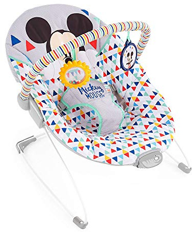 Bright Starts Disney Baby Mickey Mouse Happy Triangles Cradling Bouncer with Soothing Vibration