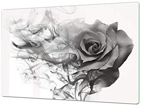 Enormous Tempered Glass Chopping Board - Induction Cooktop Cover – Single: 80 x 52 cm; Double: 40 x 52 cm; Flower Series DD06B