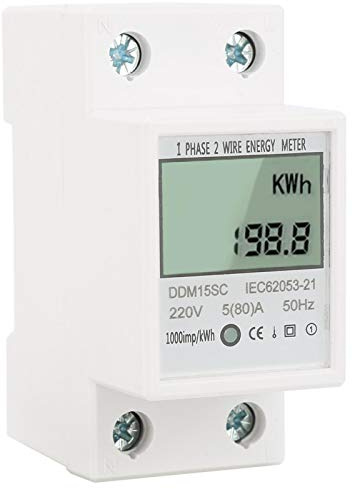 Compteur d'Énergie Monophasé Compteur d'Énergie Monophasé Rail Din Compteur électrique Numérique Compteur d'Énergie Monophasé de Rétroéclairage LCD