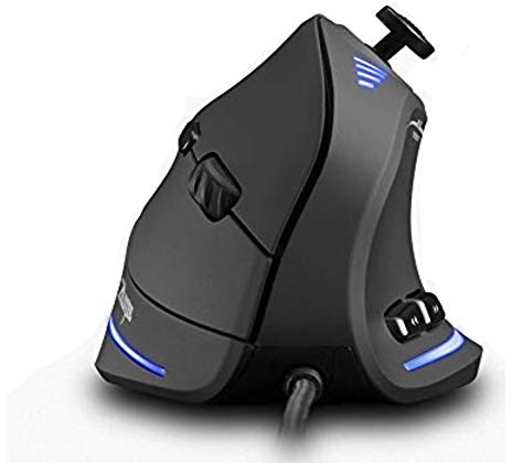 Winnes Gaming Maus, C18 Vertikale Maus Ergonomisch 10000 DPI mit 5D-Wippe,11 programmierbaren Tasten, RGB-Gaming-Maus für Gamer