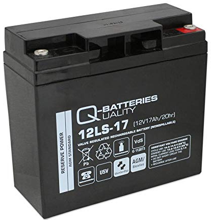 Q-Batteries 12LS-17 12 V 17 Ah blyfiberbatteri/AGM VRLA med VdS