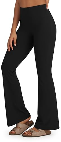 Promover Yogahose Damen Schlaghose Sporthose Lang Flared High Waist Leggings Bootcut Hose(Schwarz,M)