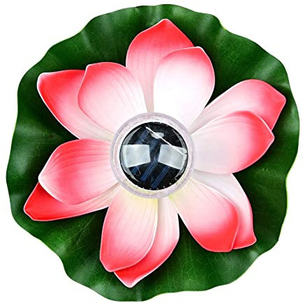 Lychee Luz Solar Flotante para Estanques, Lámpara de Loto Deseando Flor Luces Piscina de Exterior, IP65 Impermeable RGB LED Luz Nocturna - Decoración de Fiesta para Estanque, Piscina, Patio (Rojo)