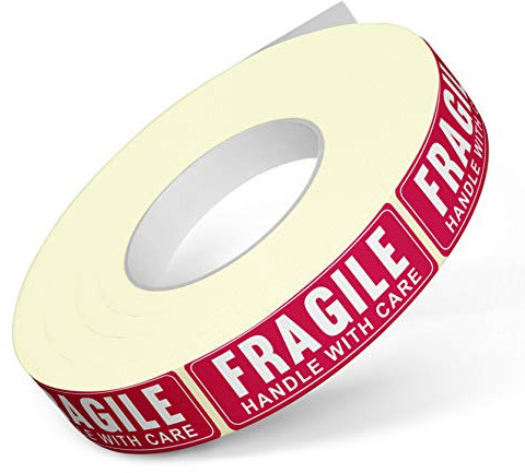Performore Warning Fragile Stickers, 1 X 3 Fragile Handle with Care Stickers, Fragile Tape for Packing and Shipping, 1000 Labels Per Roll with Permanent Adhesive