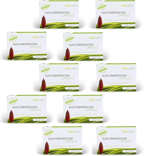 ALOEBETA Aloe Arborescens in Capsule Vegetali - Integratore Alimentare BIO, Stimola le Difese Immunitarie, Antiossidante, Depurativo-Senza Dolcificanti, Conservanti, 100% Vegan, Gluten Free, 120 Caps