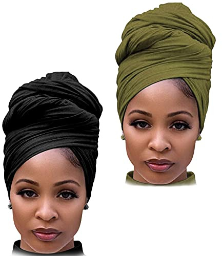 DRESHOW Haarwickel für Schwarze Damen Schal Turban Langes Haar Kopfwickel Schal Kopftuch Weiche Stirnband Schals Gap