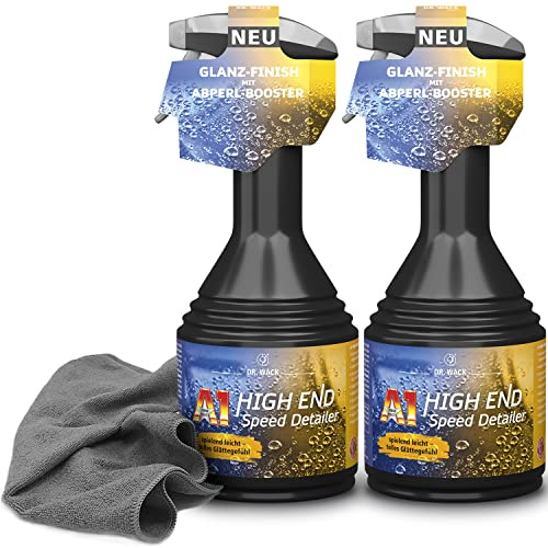 2x Dr. Wack A1 HIGH END Speed Detailer 500ml Glanzfinish mit Wasser-Abperl-Effekt + detailzone premium Microfasertuch 300GSM 40x40cm