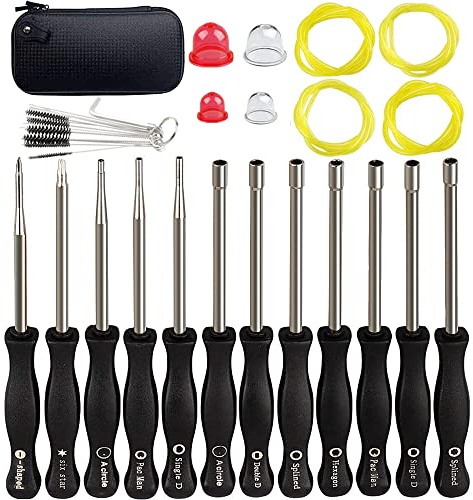 Ferilter 12 PCS Carburetor Adjustment Tool Carb Adjusting Tool Kit for Husqvarna Stihl Ryobi Troy Bilt Echo Poulan Trimmer Weedeater Chainsaw Blower 2 Cycle Small Engine Fuel line Primer Bulb