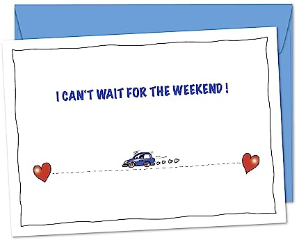 Cartolina XL per auto Can't wait for the weekend, dolce cartolina per coppie in relazione a distanza, prova d'amore, pensa a te, manca il biglietto, per te non è troppo lontano, cartolina con busta