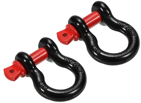 PATIKIL Grillete de Pasador Roscado 5/8 X 7165 Lbs, Paquete de 2 Grilletes de Anilla En D de Acero Al Carbono para Remolque Y Aparejo, Negro Rojo
