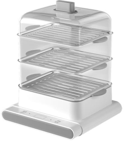 FURLOU Vaporiera elettrica da 12 Litri in Acciaio Inossidabile per Uso Domestico Piccola pentola a Vapore elettrica Multifunzionale a Tre Strati di Grande capacità, Scatola a Vapore