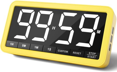 VOCOO Minuteur de Cuisine Numérique, Compte à Rebours LED Aimanté 19,8 cm | Grand minuteur rechargeable avec 3 luminosités, 4 alarmes, 4 niveaux de volume et fonction chronomètre