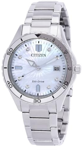 CITIZEN Marine Lady Eco-Drive FE6170-88D Armbanduhr mit Perlmutt-Zifferblatt