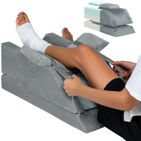 LightEase Adjustable Leg Pillow, Leg Elevation Pillows for After Surgery, Memory Foam Knee Hip Ankle Support for Pain Relief, Recovery, Blood Circulation, Swelling, Injury, Rest