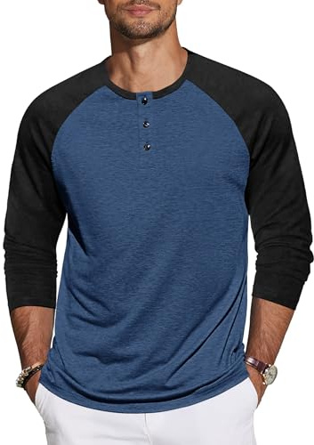 TARAINYA Henley Shirt Herren Langarm Baumwolle Longsleeve M-4XL | 95%Baumwolle 5%Spandex, Einfarbig, mit 3‑Knopfleiste, Regular‑Fit, All‑Season Freizeit‑Langarmshirt