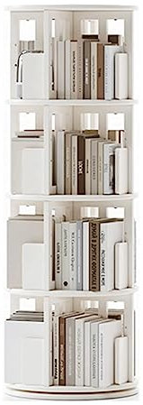 Bücherturm Freistehend Um 360° drehbares Bücherregal, 3/4 Ebenen, massives Hartholz, stehendes Bücherregal, platzsparendes Bücherregal, Organizer, Arbeitszimmer, Büro, Bücherregal perfekte Darstellung