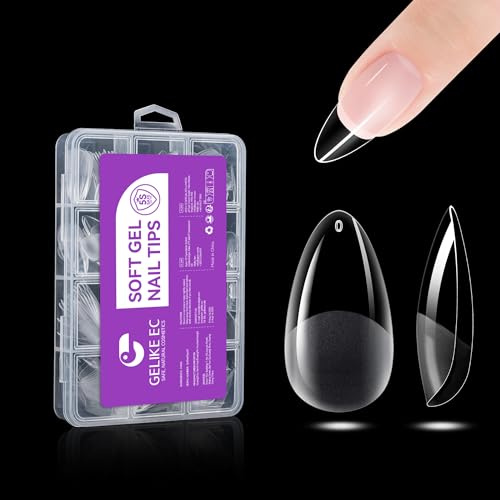 Nail Tips für Nageldesign Home DIY Nail Art Nagelstudio Medium Almond | 240 Stück 12 Größe Soft Gel Full Cover Nageltips für Gelnägel Press On Nails für Nagelverlängerung