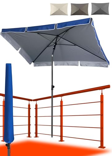 4smile Sonnenschirm Balkon SunnyShade, 200 x 125 cm, Anthrazit - UPF 50+ Sonnenschirm rechteckig als Sonnenschutz Balkon - Balkon-Schirm mit Sonnenschirmhülle