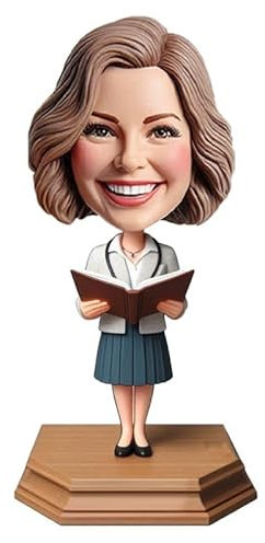 mydedor Individuelle Wackelkopf-Figur, individuelle Puppe, Lehrerin, benutzerdefinierter Wackelkopf, Wackelkopf-Figuren, handgefertigt, personalisierte Skulptur, Geschenk für Frauen