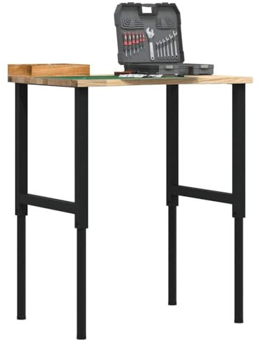 Gecheer Werkbank, 80x60x(71,5-98) cm Massivholz Eiche, stabil, großflächig, vielseitig einsetzbar for Heimwerkstatt